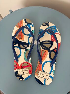 kate spade Multicolor Glasses Graphic Flip Flops